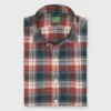 Spread Collar Sport Shirt In Green/Red/Bone Plaid Flannel -Garbiera Sales Store S72074 213 copy