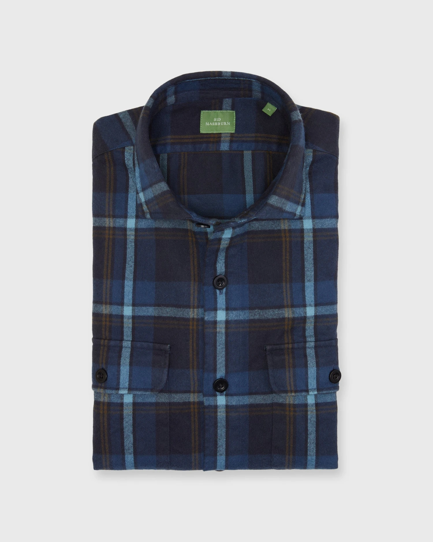 Band-Hem Work Shirt In Blue/Glacier/Olive Plaid Brushed Twill 3 Band-Hem Work Shirt In Blue/Glacier/Olive Plaid Brushed Twill