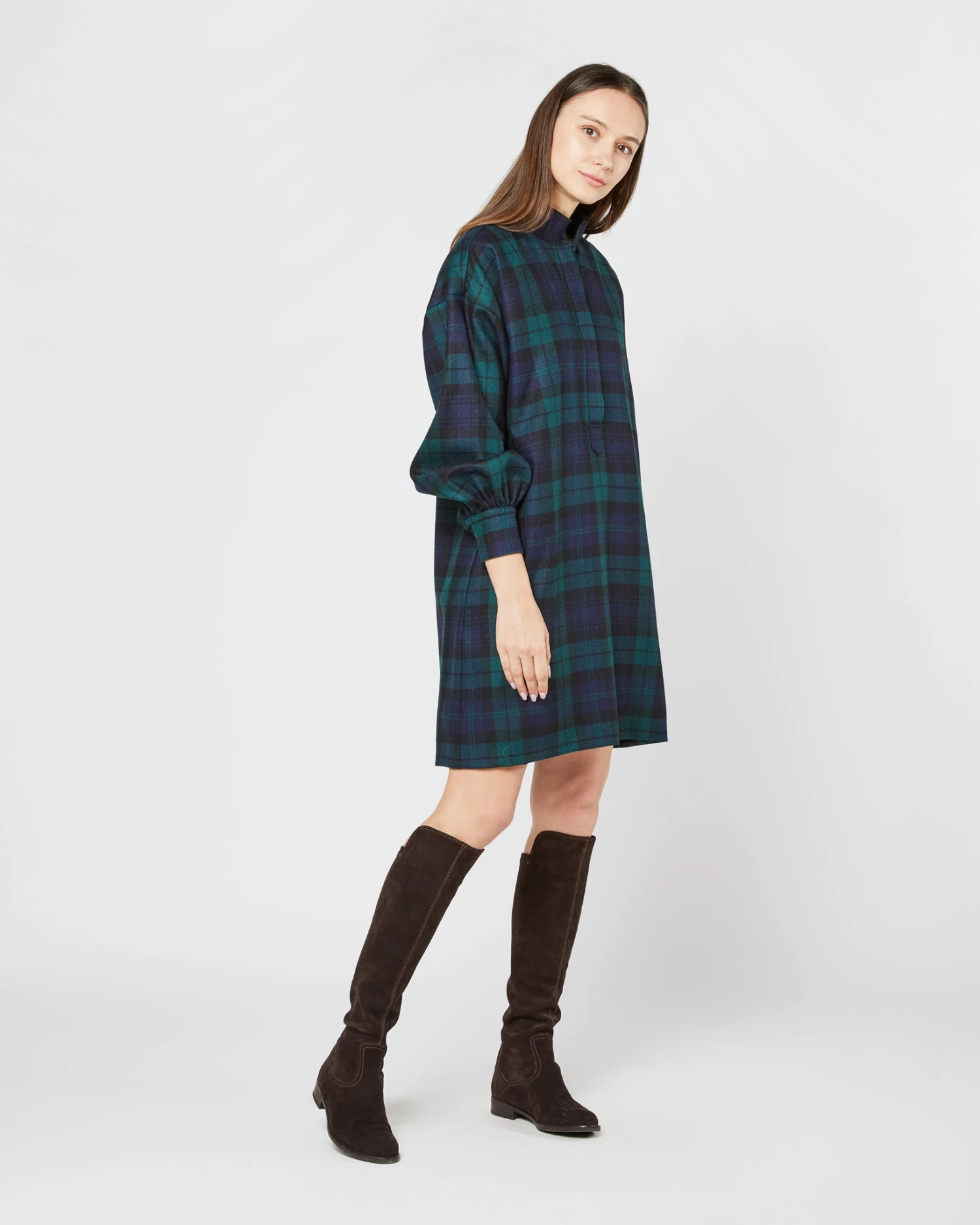 Anaya Popover Dress In Blackwatch Tartan Stretch Wool 5 Anaya Popover Dress In Blackwatch Tartan Stretch Wool - Image 3