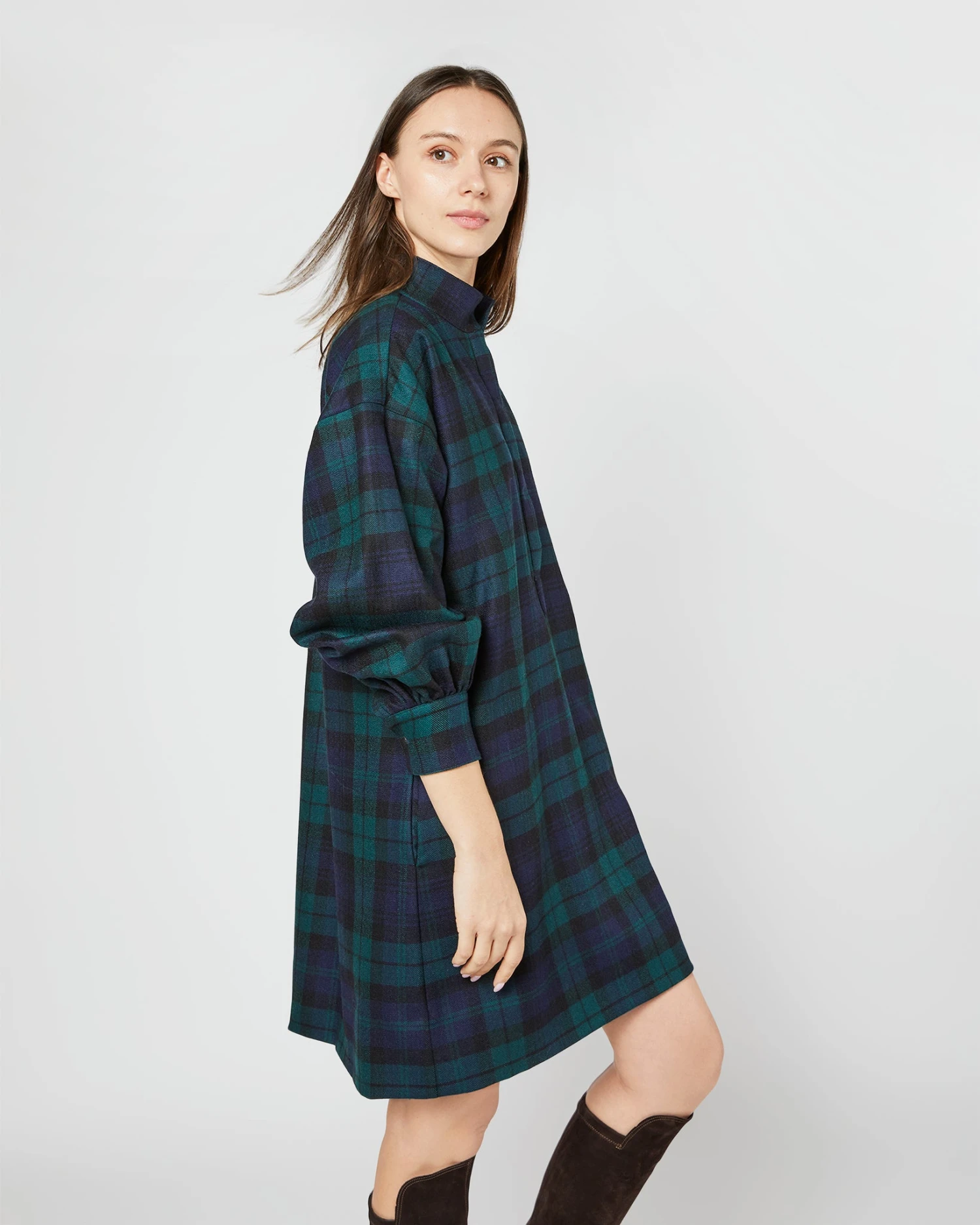 Anaya Popover Dress In Blackwatch Tartan Stretch Wool 7 Anaya Popover Dress In Blackwatch Tartan Stretch Wool - Image 5