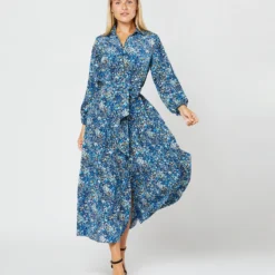 Isla Shirtdress In Blue Multi Felda Liberty Fabric Silk 19 Isla Shirtdress In Blue Multi Felda Liberty Fabric Silk -Garbiera Sales Store S72086 1629