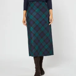 Marina Side-Zip Skirt In Blackwatch Tartan Stretch Wool 16 Marina Side-Zip Skirt In Blackwatch Tartan Stretch Wool -Garbiera Sales Store S72087 2251