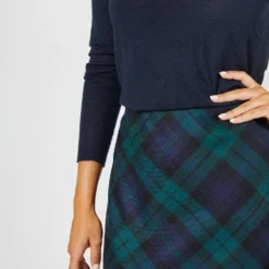 Marina Side-Zip Skirt In Blackwatch Tartan Stretch Wool 12 Marina Side-Zip Skirt In Blackwatch Tartan Stretch Wool -Garbiera Sales Store S72087 2264
