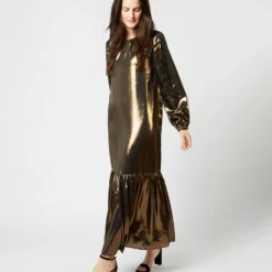 Aba Maxi Dress In Gold Lamé -Garbiera Sales Store S72089 379
