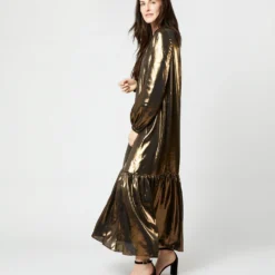 Aba Maxi Dress In Gold Lamé -Garbiera Sales Store S72089 426