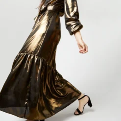 Aba Maxi Dress In Gold Lamé -Garbiera Sales Store S72089 639