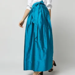 Pleated Wrap Skirt In Atlantic Blue Silk Shantung -Garbiera Sales Store S72090 2588 b102d82e abbc 47b7 8e97 2ad97dd3f618