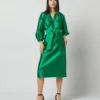 Trapunto Blouson Dress In Emerald Silk/Wool -Garbiera Sales Store S72092 2104