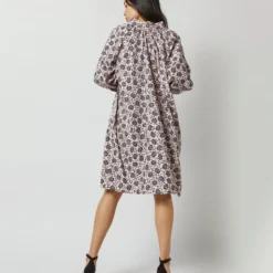 Liya Dress In Light Pink/Charcoal Daisy Stretch Sateen 16 Liya Dress In Light Pink/Charcoal Daisy Stretch Sateen -Garbiera Sales Store S72093 4551