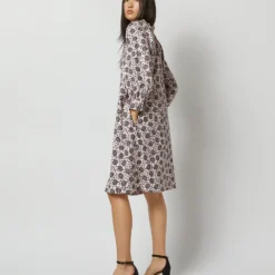 Liya Dress In Light Pink/Charcoal Daisy Stretch Sateen 15 Liya Dress In Light Pink/Charcoal Daisy Stretch Sateen -Garbiera Sales Store S72093 4564