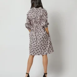 Liya Dress In Light Pink/Charcoal Daisy Stretch Sateen 19 Liya Dress In Light Pink/Charcoal Daisy Stretch Sateen -Garbiera Sales Store S72093 4600