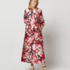 Long-Sleeved Paige Maxi Dress In Pink/Black Painterly Floral Mikado -Garbiera Sales Store S72097 467