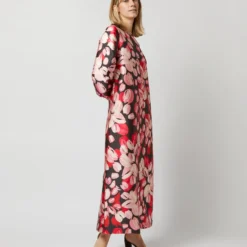 Long-Sleeved Paige Maxi Dress In Pink/Black Painterly Floral Mikado -Garbiera Sales Store S72097 472