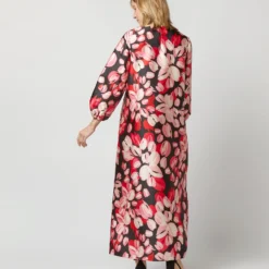 Long-Sleeved Paige Maxi Dress In Pink/Black Painterly Floral Mikado -Garbiera Sales Store S72097 489