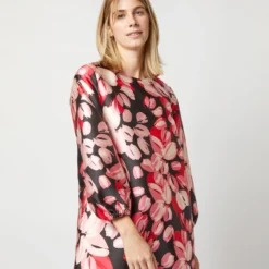 Long-Sleeved Paige Maxi Dress In Pink/Black Painterly Floral Mikado -Garbiera Sales Store S72097 522