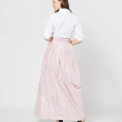 Reversible Pleated Wrap Skirt In Light Pink/Red Silk Taffeta -Garbiera Sales Store S72098 SAMPLE 1966