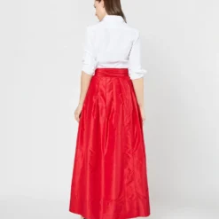 Reversible Pleated Wrap Skirt In Light Pink/Red Silk Taffeta -Garbiera Sales Store S72098 SAMPLE 2137