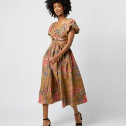 ULLA JOHNSON Cecile Dress In Bamboo Bam 12 ULLA JOHNSON Cecile Dress In Bamboo Bam -Garbiera Sales Store S72102 429
