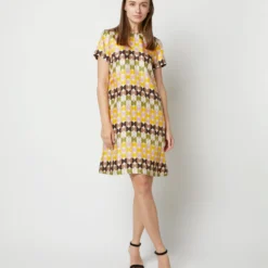 Mini Swing Dress In Mezzaluna Chocolate Twill Silk -Garbiera Sales Store S72131 217