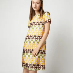 Mini Swing Dress In Mezzaluna Chocolate Twill Silk -Garbiera Sales Store S72131 236