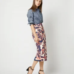 Pencil Skirt In Va-Va Shot Cotton -Garbiera Sales Store S72138 2019