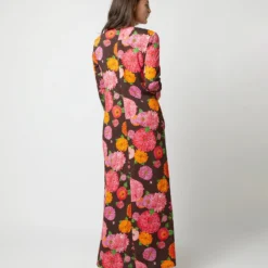 Long Sleeve Swing Dress In Chocolate Gin Sablé -Garbiera Sales Store S72145 119