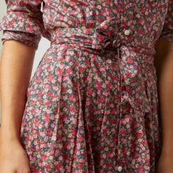 Classic Shirtwaist Dress In Red/Pink Multi Nectar Liberty Fabric -Garbiera Sales Store S72251 418