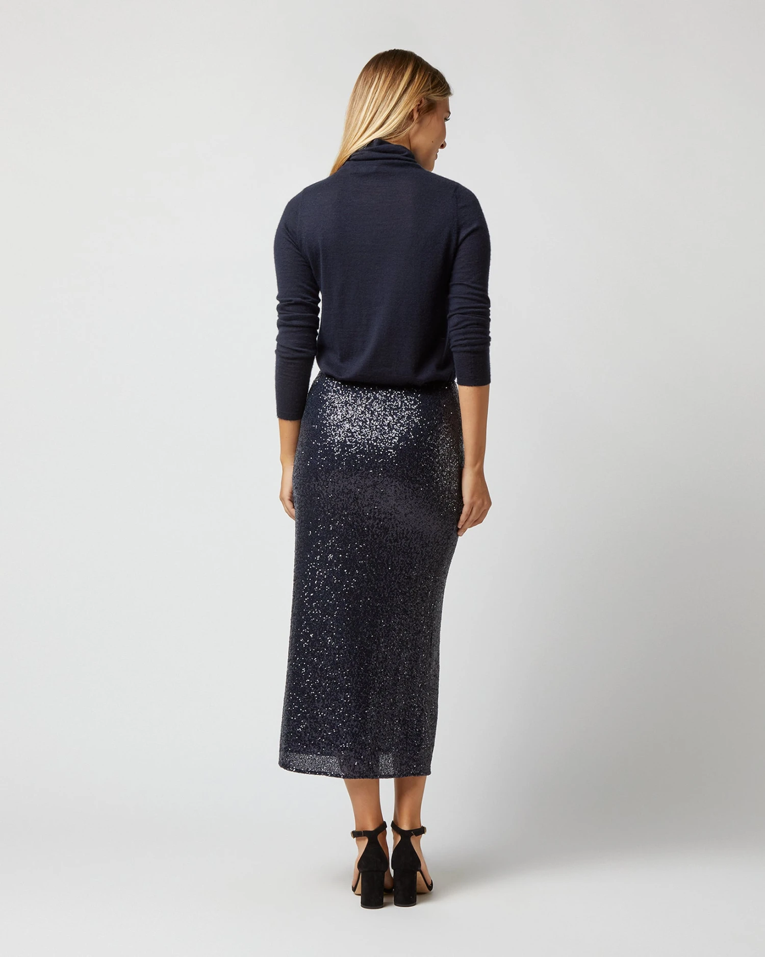 Ruby Skirt In Midnight Blue Sequin 7 Ruby Skirt In Midnight Blue Sequin - Image 6