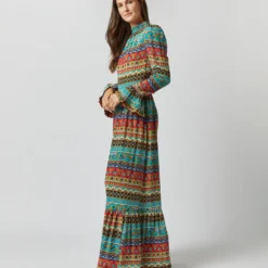 Visconti Dress In Giza Turquoise Crepe De Chine -Garbiera Sales Store S72339 1784