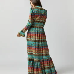 Visconti Dress In Giza Turquoise Crepe De Chine -Garbiera Sales Store S72339 1804