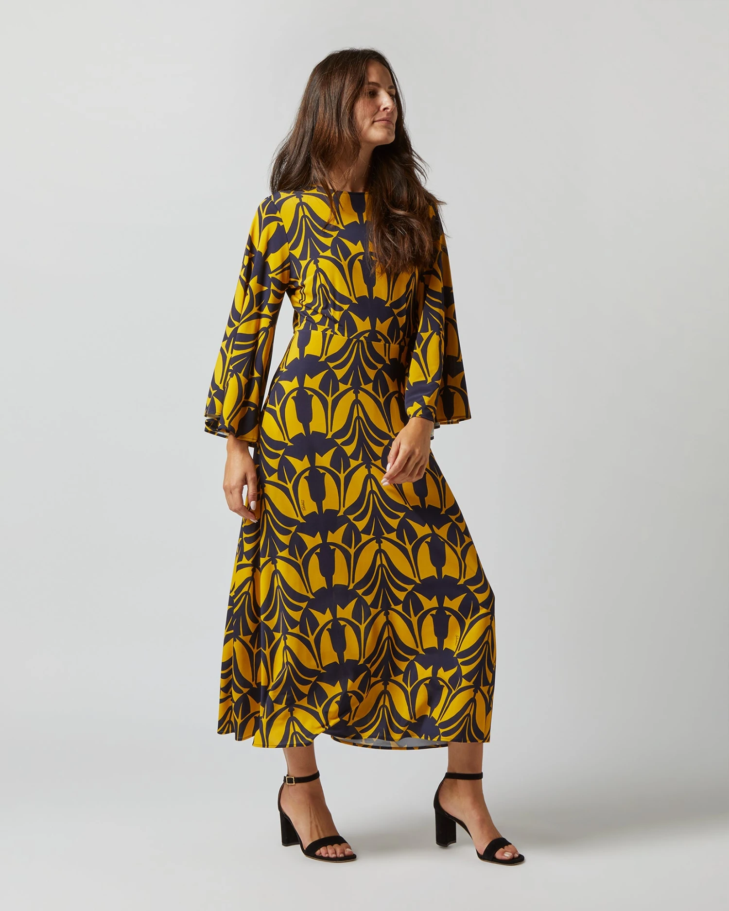 Sorella Dress In Papyrus Gold Flowy Jersey 5 Sorella Dress In Papyrus Gold Flowy Jersey - Image 4