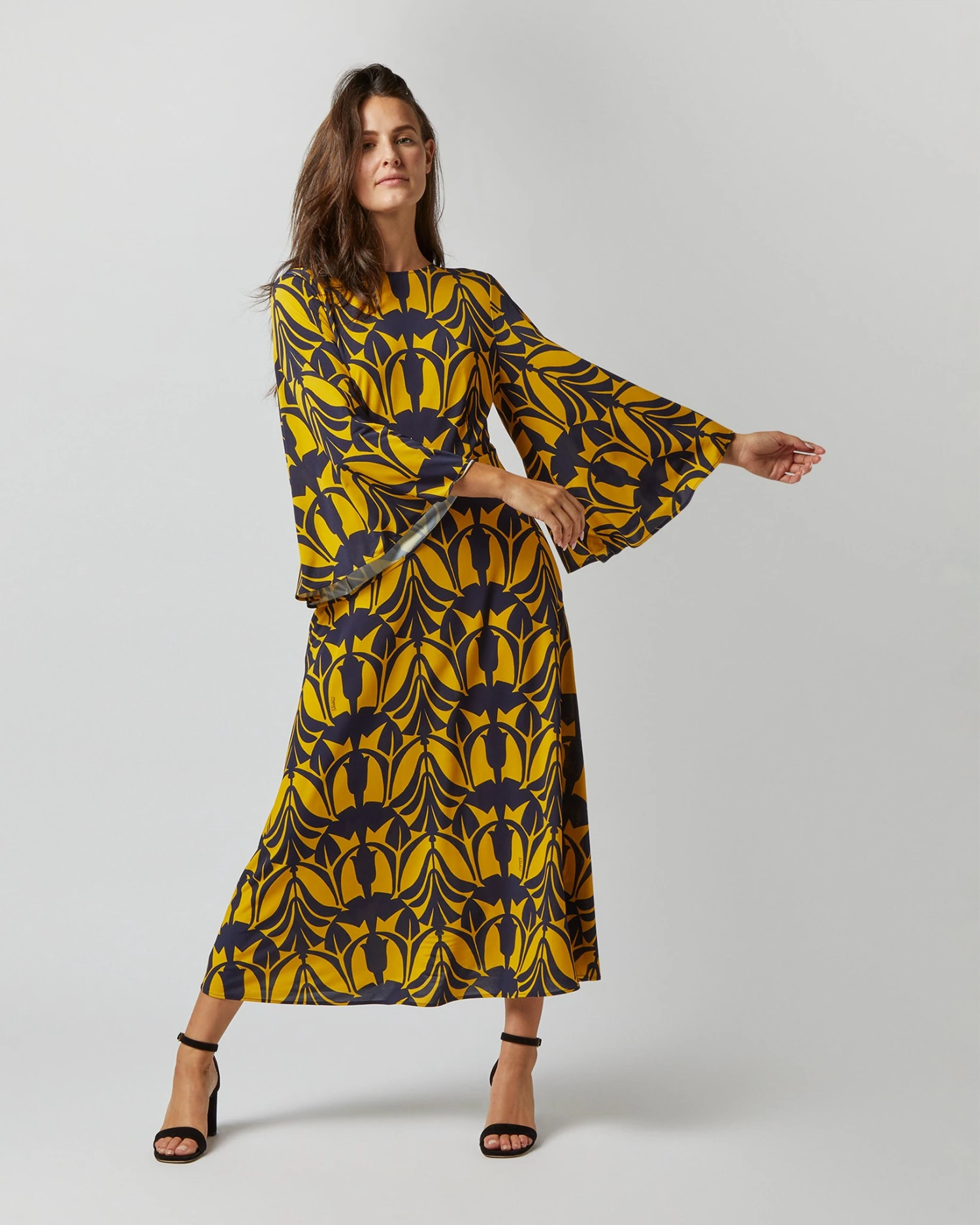 Sorella Dress In Papyrus Gold Flowy Jersey 6 Sorella Dress In Papyrus Gold Flowy Jersey - Image 5