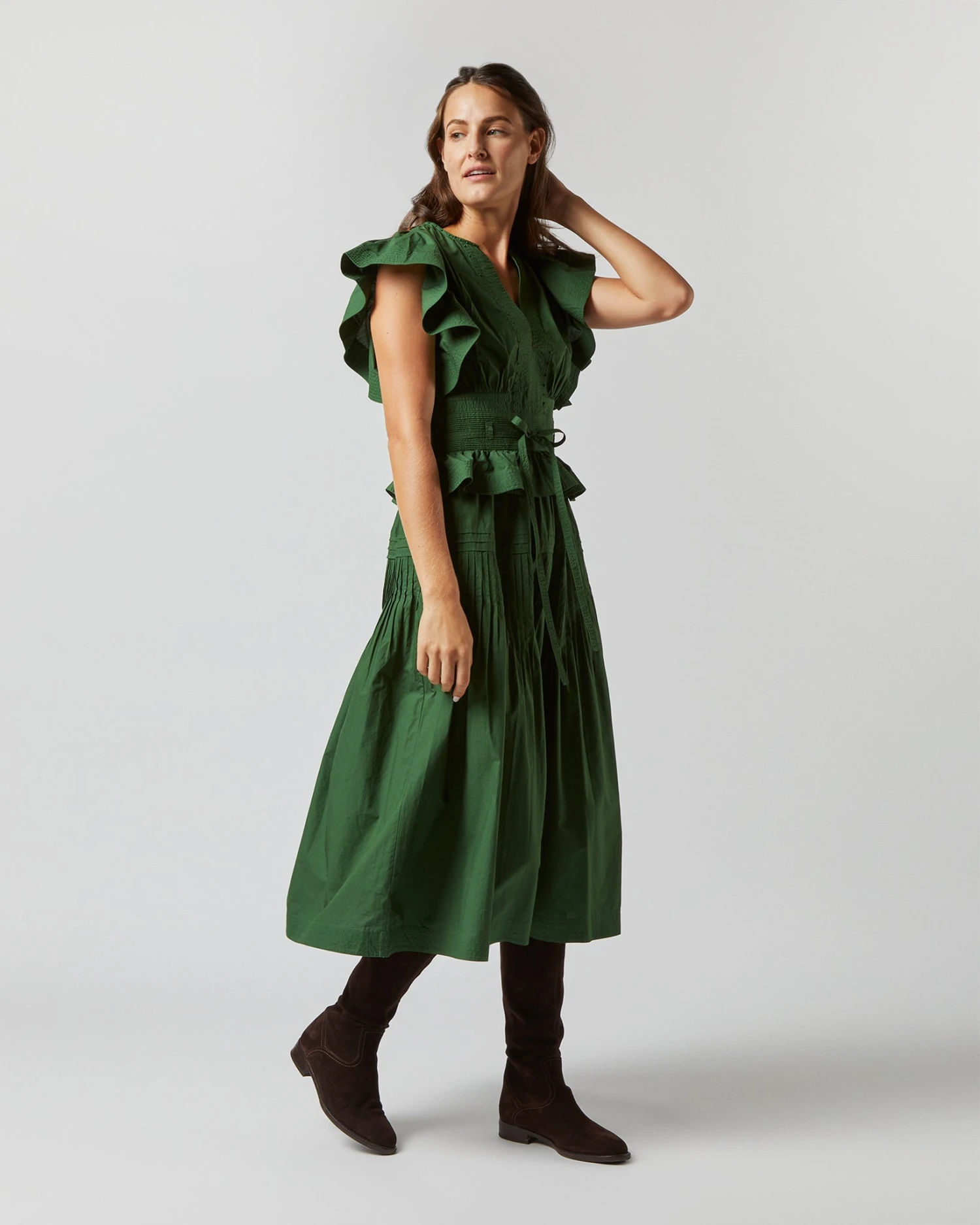 ULLA JOHNSON Florence Dress In Juniper 6 ULLA JOHNSON Florence Dress In Juniper - Image 4
