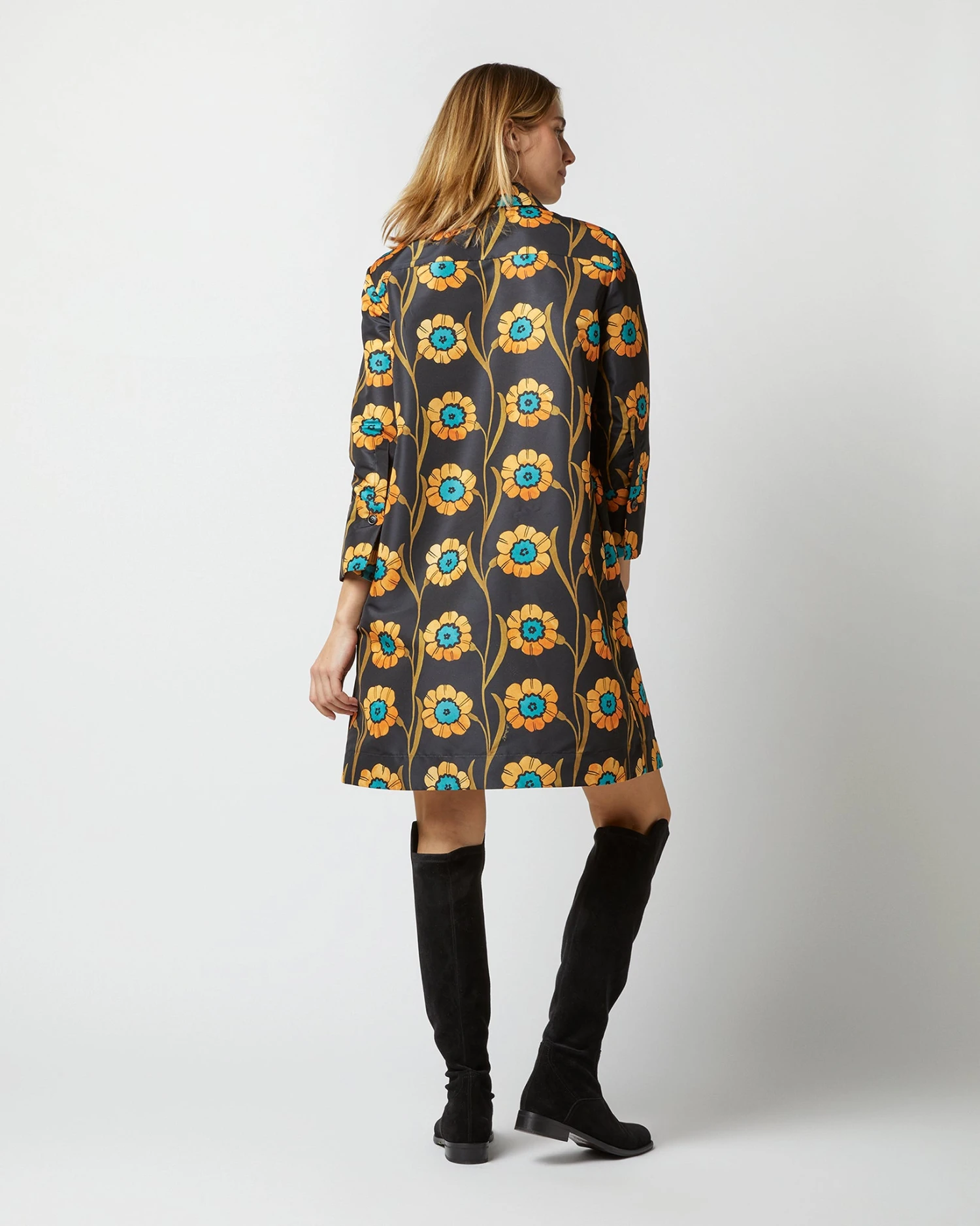 Short Artemis Dress In Daisychain Black Faille 7 Short Artemis Dress In Daisychain Black Faille - Image 5