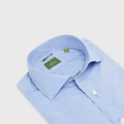 Slim-Fit Spread Collar Sport Shirt In Light Blue Chambray -Garbiera Sales Store s48601 2