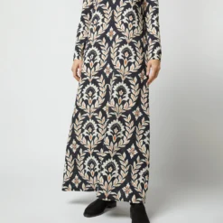 Long Sleeve Swing Dress In Ghirlanda Black Sablé -Garbiera Sales Store s72951 141