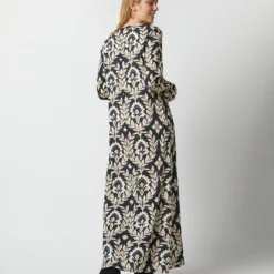 Long Sleeve Swing Dress In Ghirlanda Black Sablé -Garbiera Sales Store s72951 83